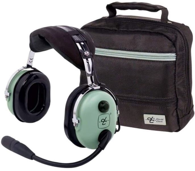 David Clark aviation headset and carrying case